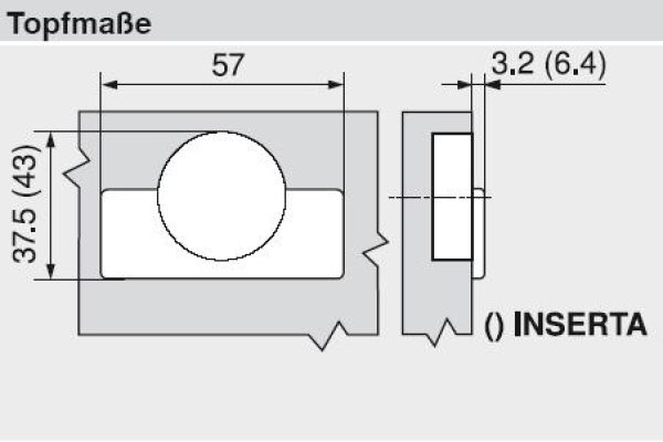 CLIP top Standardscharnier 110°, hochgekröpft, mit Feder, Topf: Schrauben