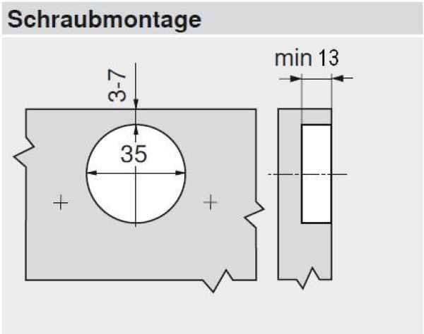 MODUL BLUMOTION Stollenscharnier 95°, Topf: Schrauben