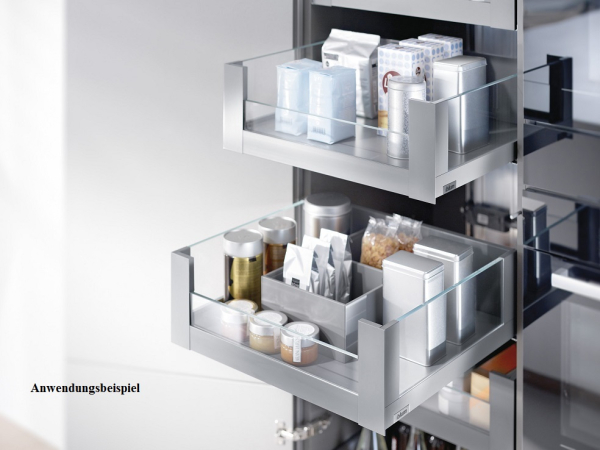 LEGRABOX free Set Glaseinschubelement - seitlich li/re, Höhe 138mm, NL=350-650mm, Klarglas
