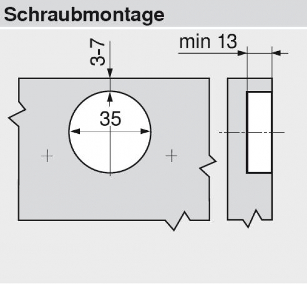 CLIP top BLUMOTION Winkelscharnier -45° III, max. aufschl., Topf: Schrauben