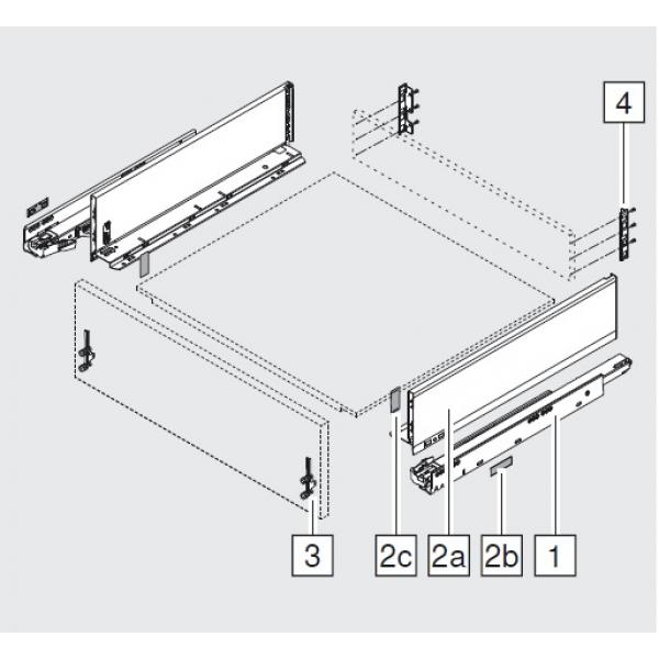 blum LEGRABOX pure Zarge K=128,3mm, NL=300 mm, oriongrau matt