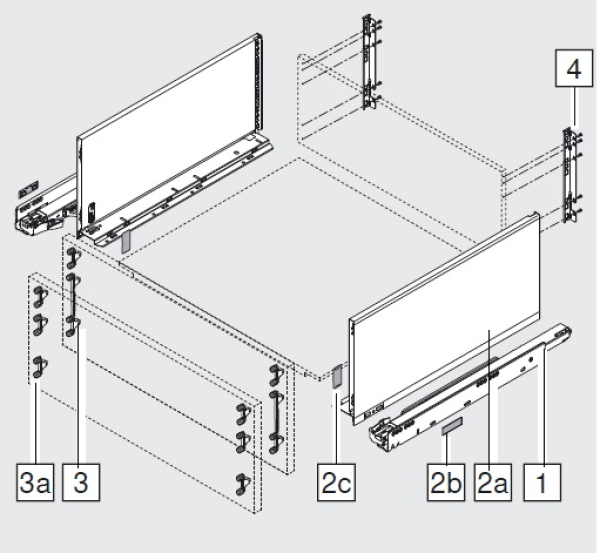 blum LEGRABOX pure Zarge F=239,9mm, NL=400 mm, oriongrau matt 770F4002S