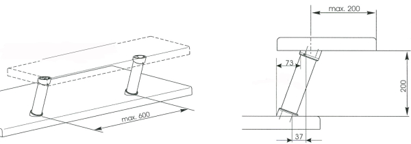 Barkonsole Höhe 200mm Neigung 20° Chrom matt