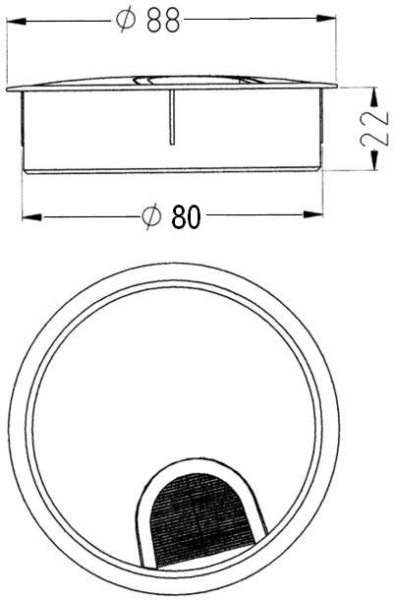 Zamak-Kabeldurchführung mit DREIKA-System, Ø 80mm, Chrom poliert