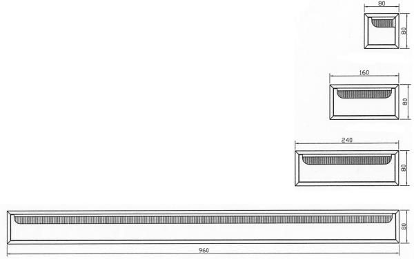 KABELDURCHLASS/KABELFÜHRUNG 80x240x16mm Alu/Alu ECKIG