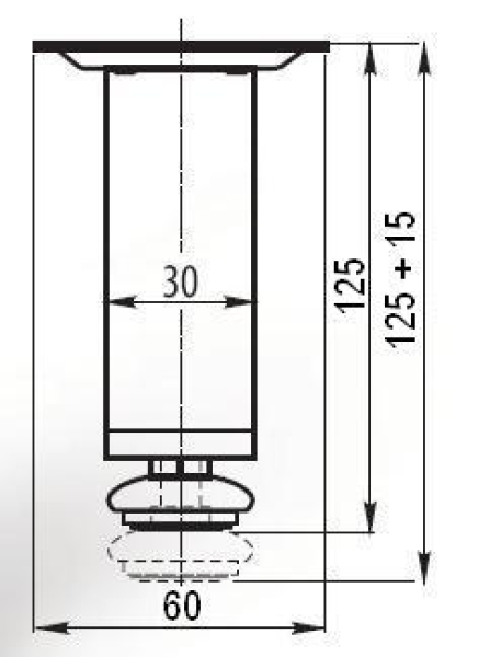 MÖBELFUß Möbelfuss 125mm Chrom matt