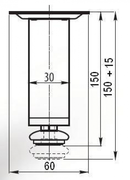 MÖBELFUß Möbelfuss 150mm Chrom poliert