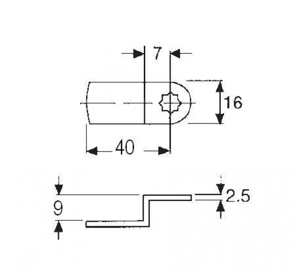 Riegel gekröpft für Hebelschlösser, 40mm