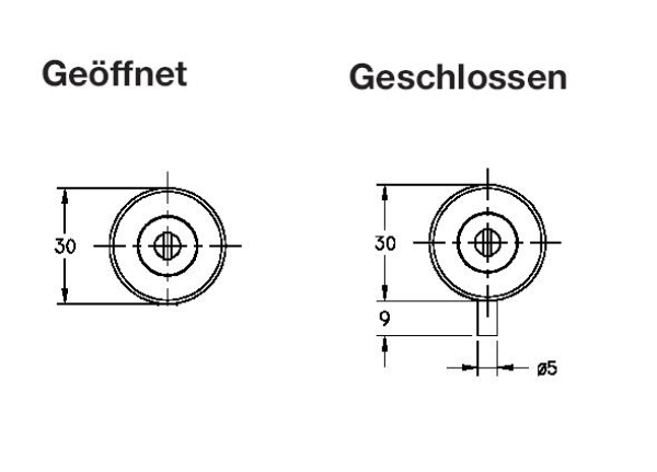 Glastür-Stiftschloss mit Stift 9mm