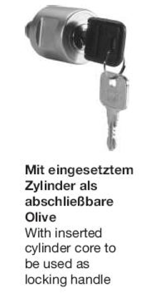 Abschließbare Dreh-Olive für Zylinderkerne Modul 1000 Rechts