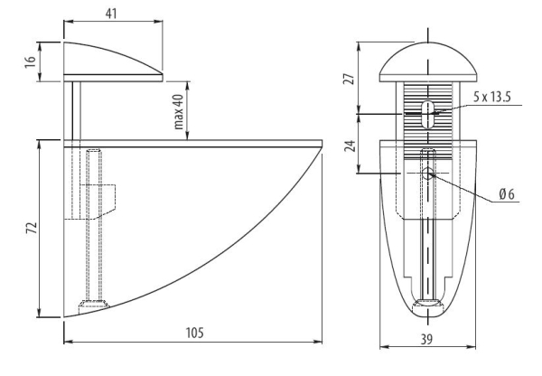 Bodenhalter-Set groß 105mm Edelstahl Finish/Chrom poliert