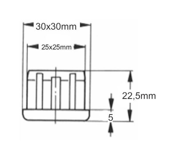 Rohrkappe für Vierkantrohr M10