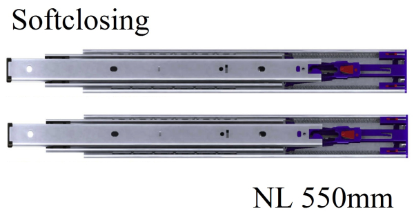 Set Kugelvollauszug Teleskopauszug Schwerlastauszug 100 kg 550mm mit Softclosing