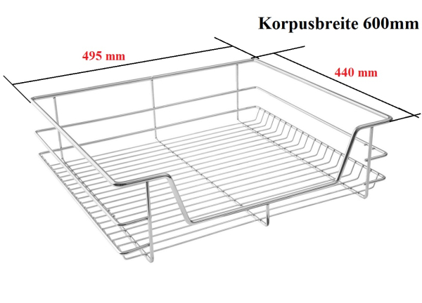 Teleskopschublade Small-Korb für KB 600 mm, Tiefe 440mm