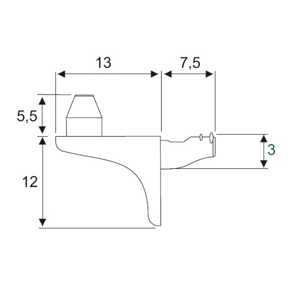 BIBO 3Z Bodenträger 3mm, 2 Zapfen, Zamak, vernickelt 500 Stück