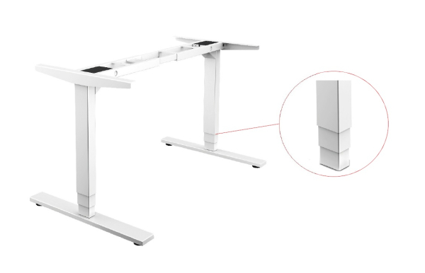 E-more Steh-Sitz Tischgestell, silber RAL 9006, 610-1270mm, 2 Motoren, 3-stufig, Handsteuerung mit USB-Anschlusst, 4 Memory