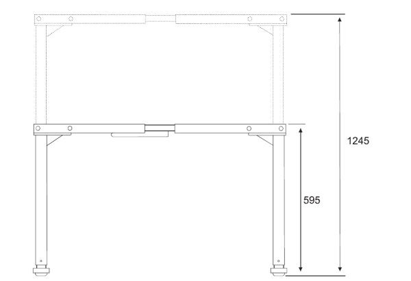 E-more Steh-Sitz Tischgestell, silber RAL 9006, 610-1270mm, 2 Motoren, 3-stufig, Handsteuerung mit USB-Anschlusst, 4 Memory