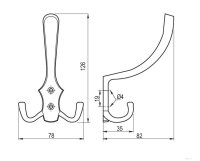 Kleiderhaken mit Huthaken Chrom poliert