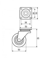 A050 Möbelrolle, Lenkrolle transparent, D50mm, 35kg