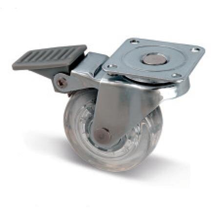 AH50 Möbelrolle, Lenkrolle mit Bremse, transparent, D50mm, 35kg