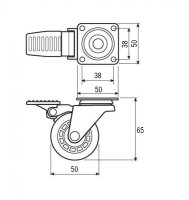 AH50 Möbelrolle, Lenkrolle mit Bremse, transparent,...
