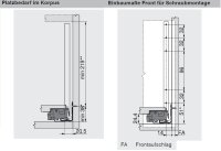 Bausatz Legrabox, Zargenhöhe F=239 mm, mit Blumotion S, Korpusschiene 40/70 kg, für Tip-On-Blumotion geeignet