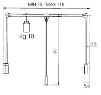 A.300.35 Kleiderlift LIFT 300,10 kg alufarben, für Breiten 750 - 1150 mm, lichtgrau