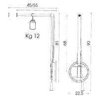 A.101.35 Kleiderlift SINGLE einseitige Montage rechts 12 KG, alufarben