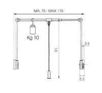 A.500.35 Kleiderlift Ambos Model LIFT 500, 10kg, lichtgrau, mit Kleiderbügelhalter