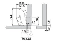 71T453T CLIP top Scharnier für dünne Türen 110°, Eckanschlag, Topf: EXPANDO T, mit Feder