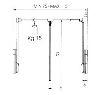 A.700.35 Kleiderlift LIFT 700 15 kg für Breiten 750 - 1150 mm , 15 kg, alufarben