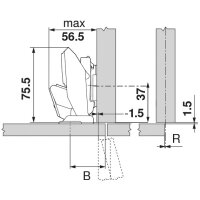 70T453T.TL CLIP top Scharnier für dünne Türen 110°, Eckanschlag, Topf: EXPANDO T, ohne Feder