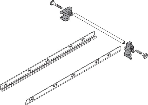 ZST.650BA TANDEMBOX Seitenstabilisierung - nach oben gebaut, NL=650mm, Vollauszug, Schubkasten/Frontauszug