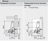 378M5002SA TANDEMBOX antaro Zarge M=83mm, NL=500mm, RAL 9006 weißaluminium