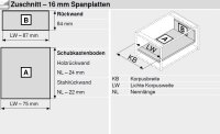 Schubkasten-Bausatz, Tandembox Antaro, Zargenhöhe 83 mm, Systemhöhe M, mit Korpusschiene 30kg Blumotion 500 mm seidenweiß 30 kg Schrauben