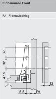 378K4502SA TANDEMBOX antaro Zarge K=115mm, NL=450mm, RAL 9006 weißaluminium