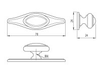 WP1152 Möbelknopf Antik Messing 78mm