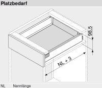 Bausatz Tandembox Antaro, Zargenhöhe M=83 mm, mit Blumotion, Korpusschiene 30/65 kg, für Tip-On-Blumotion geeignet