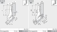 79B9658 CLIP top BLUMOTION Winkelscharnier 45° I, halbaufschlagend, Topf: Schrauben