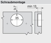79B9658 CLIP top BLUMOTION Winkelscharnier 45° I, halbaufschlagend, Topf: Schrauben