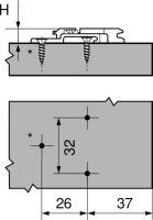 CLIP Montageplatte, 18 mm, Zink, Spax-Schrauben, HV: 2-teilig
