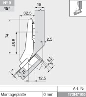79B3598 CLIP top BLUMOTION Winkelscharnier 45° II, aufschlagend, Topf: INSERTA