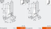 79B9556 CLIP top BLUMOTION Winkelscharnier +30° II, aufschlagend, Topf: Schrauben