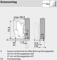 71T4500C CLIP top CRISTALLO-Scharnier, 110°, gerade, mit Feder, 71T4500C