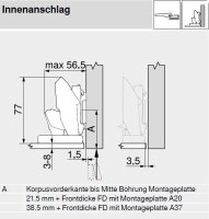 CLIP top CRISTALLO-Scharnier, 110°, gerade, mit Feder, 71T4500C