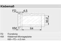 175M4C20N CRISTALLO-Montageplatte, zum Kleben, für Glas- und Spiegelseiten, gerade, Zink, HV: 2-teilig