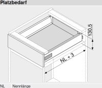 Bausatz Tandembox Antaro, Zargenhöhe K=115 mm, mit Blumotion, Korpusschiene 30/65 kg, für Tip-On-Blumotion geeignet