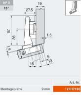 79B9494 CLIP top BLUMOTION Winkelscharnier 15° III, max. aufschl., Topf: INSERTA