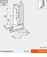 CLIP top BLUMOTION Winkelscharnier 15° III, max. aufschl., Topf: INSERTA