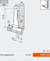 79B3493 CLIP top BLUMOTION Winkelscharnier -15° III, max. aufschl., Topf: INSERTA